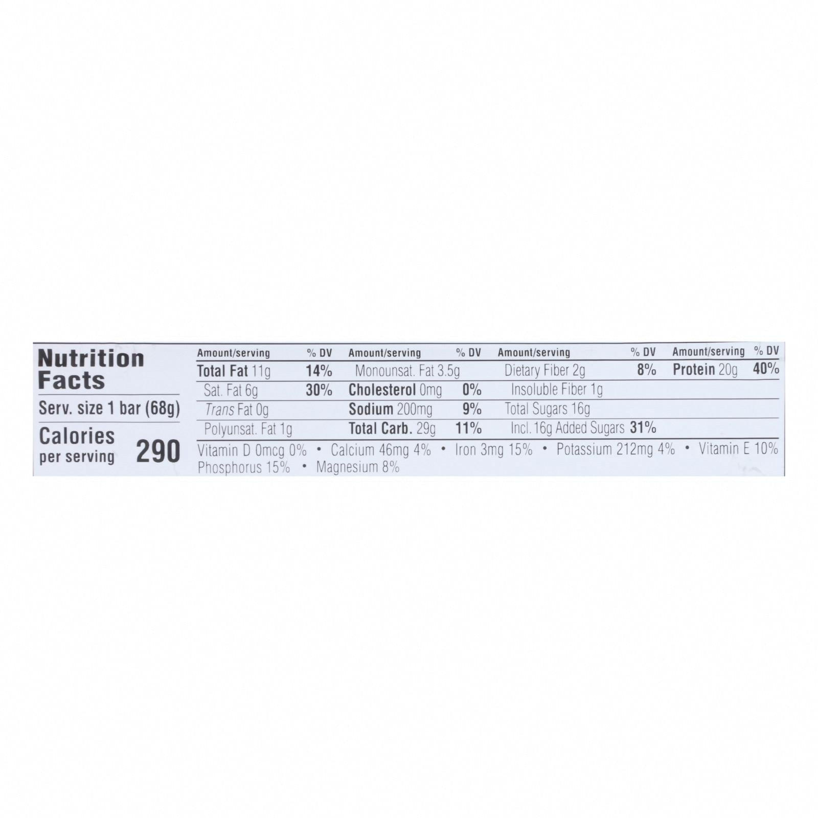 Clif Bar Builder Bar - Vanilla Almond - Case of 12 - 2.4 oz - Nutrition Facts