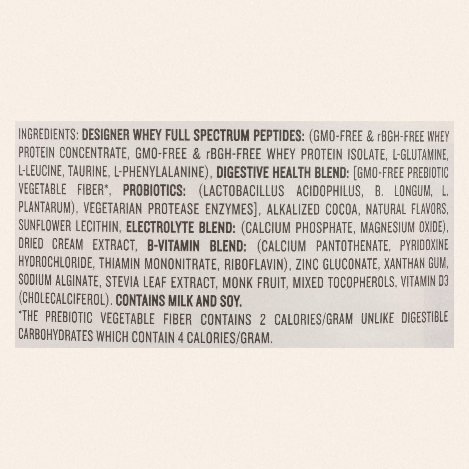 Designer Whey - Protein Powder - Chocolate - 2 lbs - Back