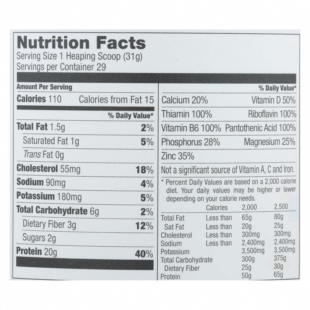 Designer Whey - Protein Powder - Chocolate - 2 lbs - Nutrition Facts