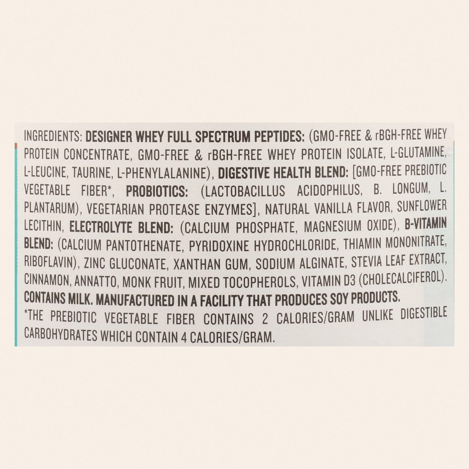 Designer Whey - Protein Powder - French Vanilla - 2 lbs - Back