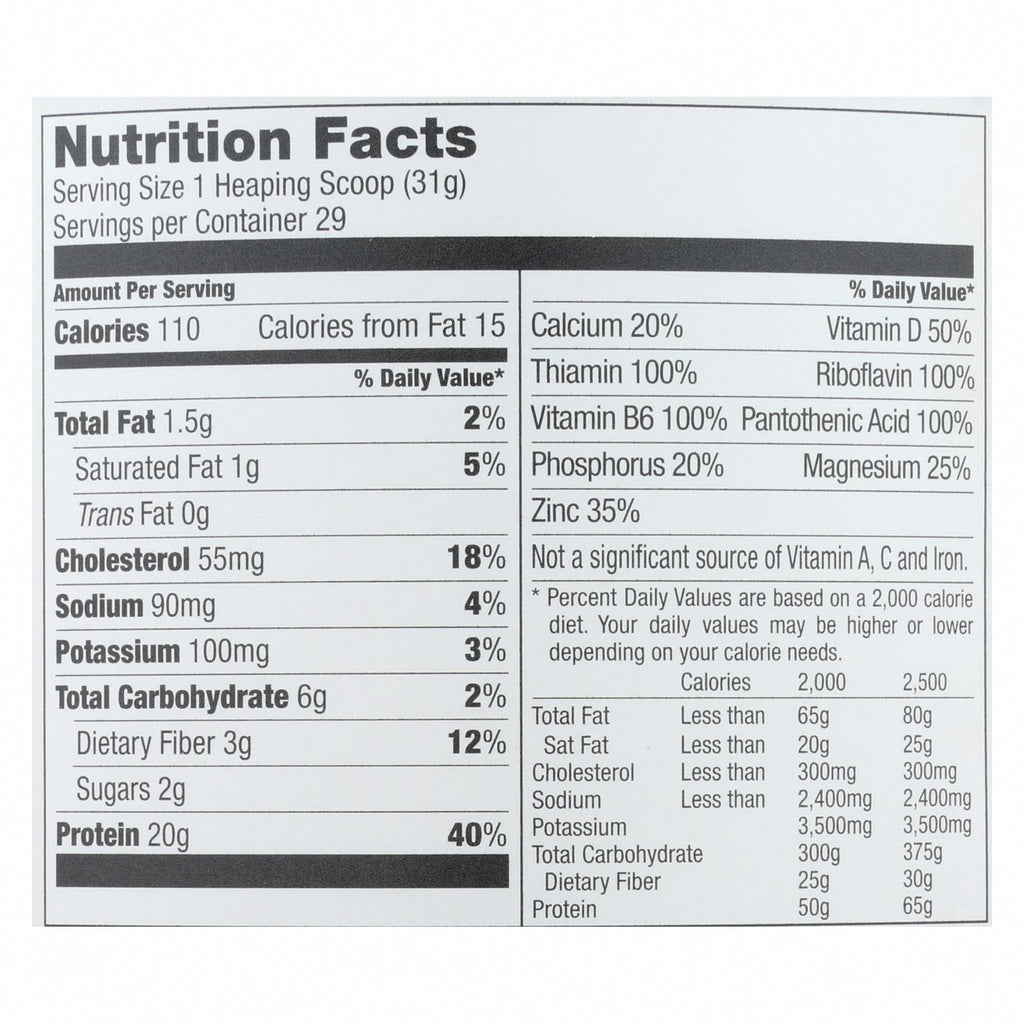 Designer Whey - Protein Powder - French Vanilla - 2 lbs - Nutrition Facts