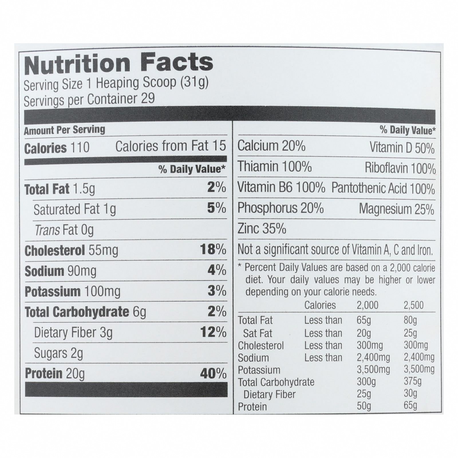 Designer Whey - Protein Powder - French Vanilla - 2 lbs - Nutrition Facts