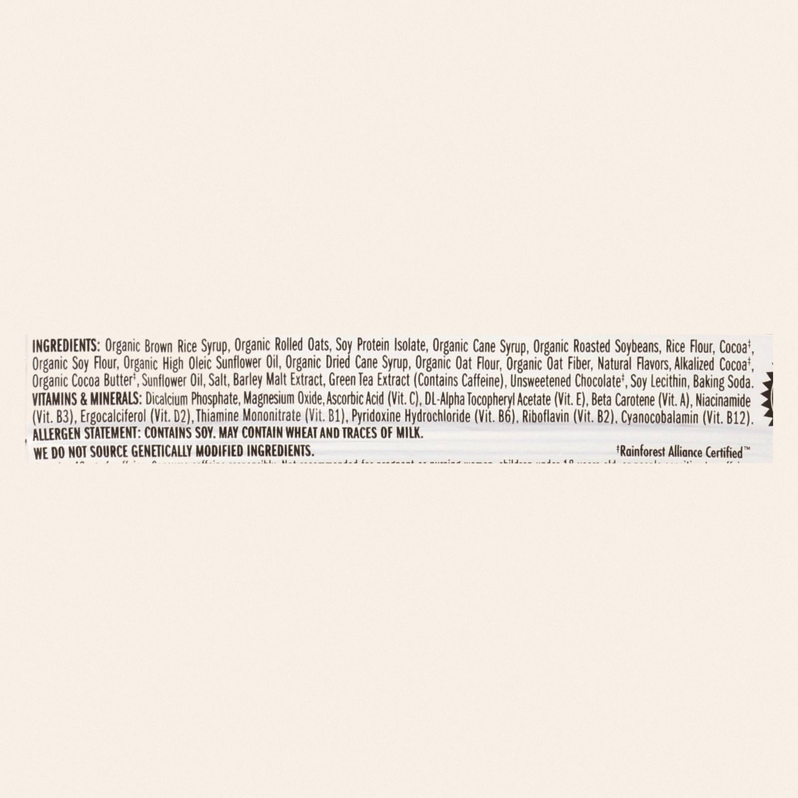 Clif Bar - Organic Cool Mint Chocolate - Case of 12 - 2.4 oz - Back
