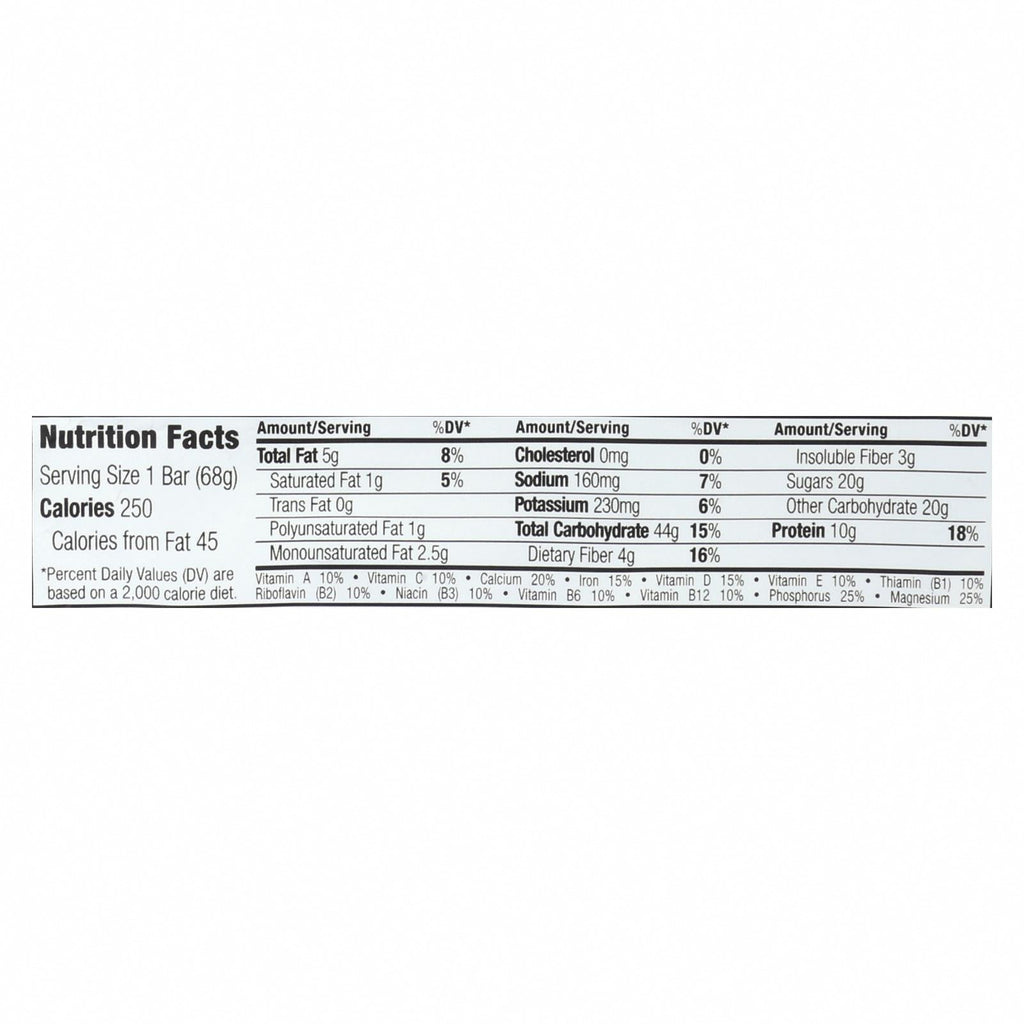 Clif Bar - Organic Cool Mint Chocolate - Case of 12 - 2.4 oz - Nutrition Facts