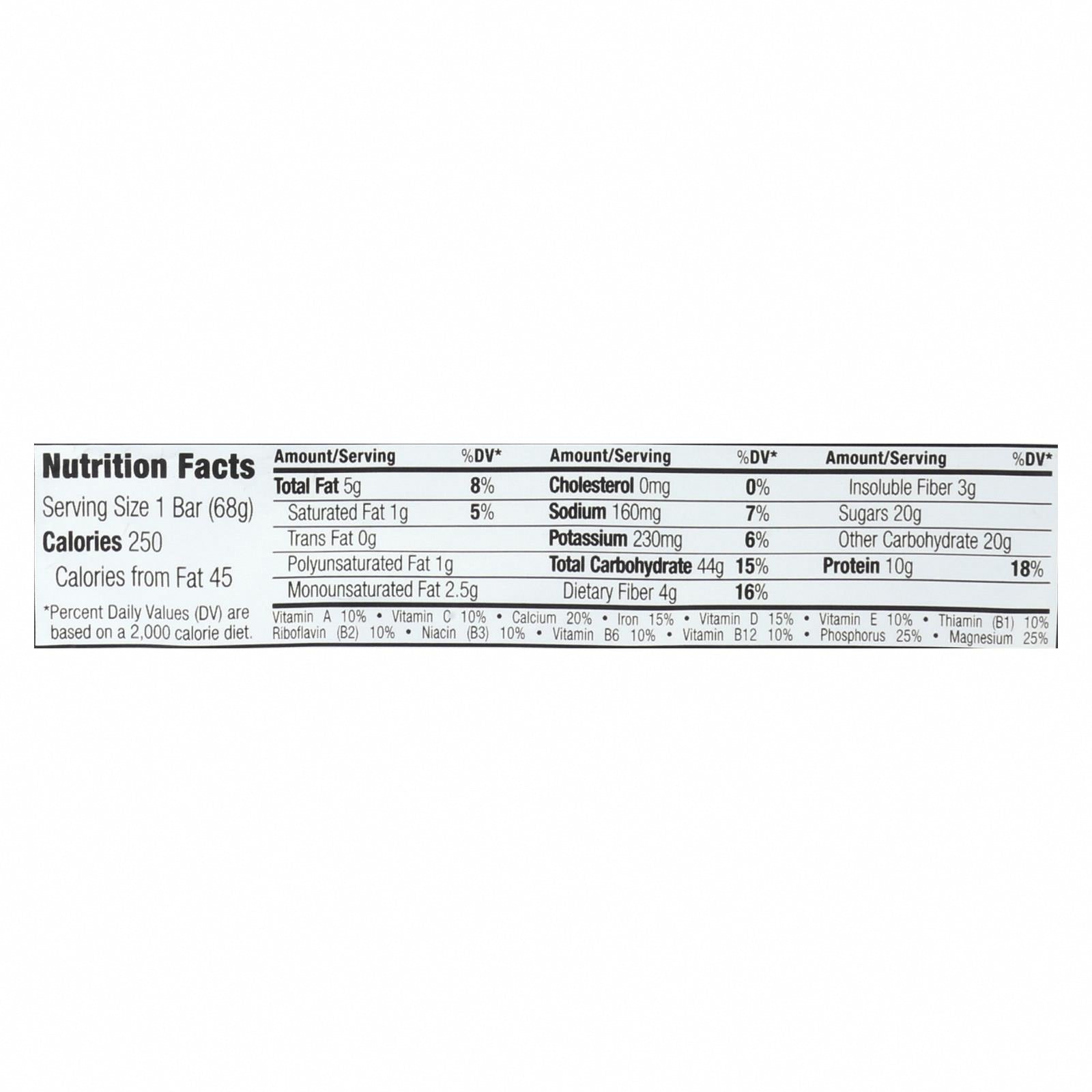Clif Bar - Organic Cool Mint Chocolate - Case of 12 - 2.4 oz - Nutrition Facts