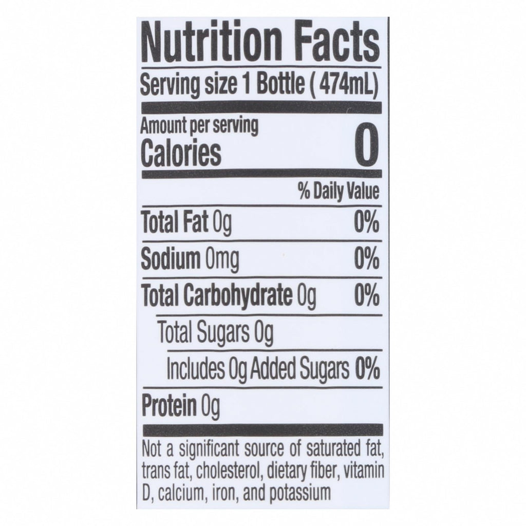 Hint Raspberry Water - Raspberry - Case of 12 - 16 Fl oz. - Nutrition Facts