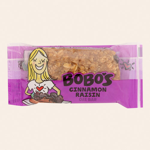 Bobo's Oat Bars - All Natural - Cinnamon Raisin - 3 oz Bars - Case of 12 - Front