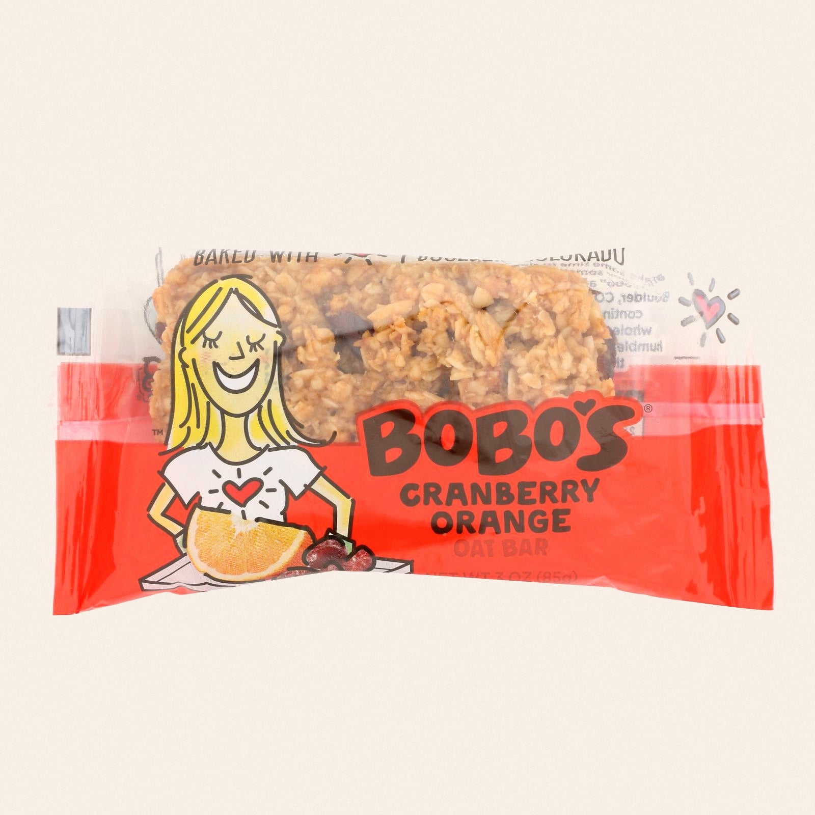Bobo's Oat Bars - All Natural - Cranberry Orange - 3 oz Bars - Case of 12 - Front