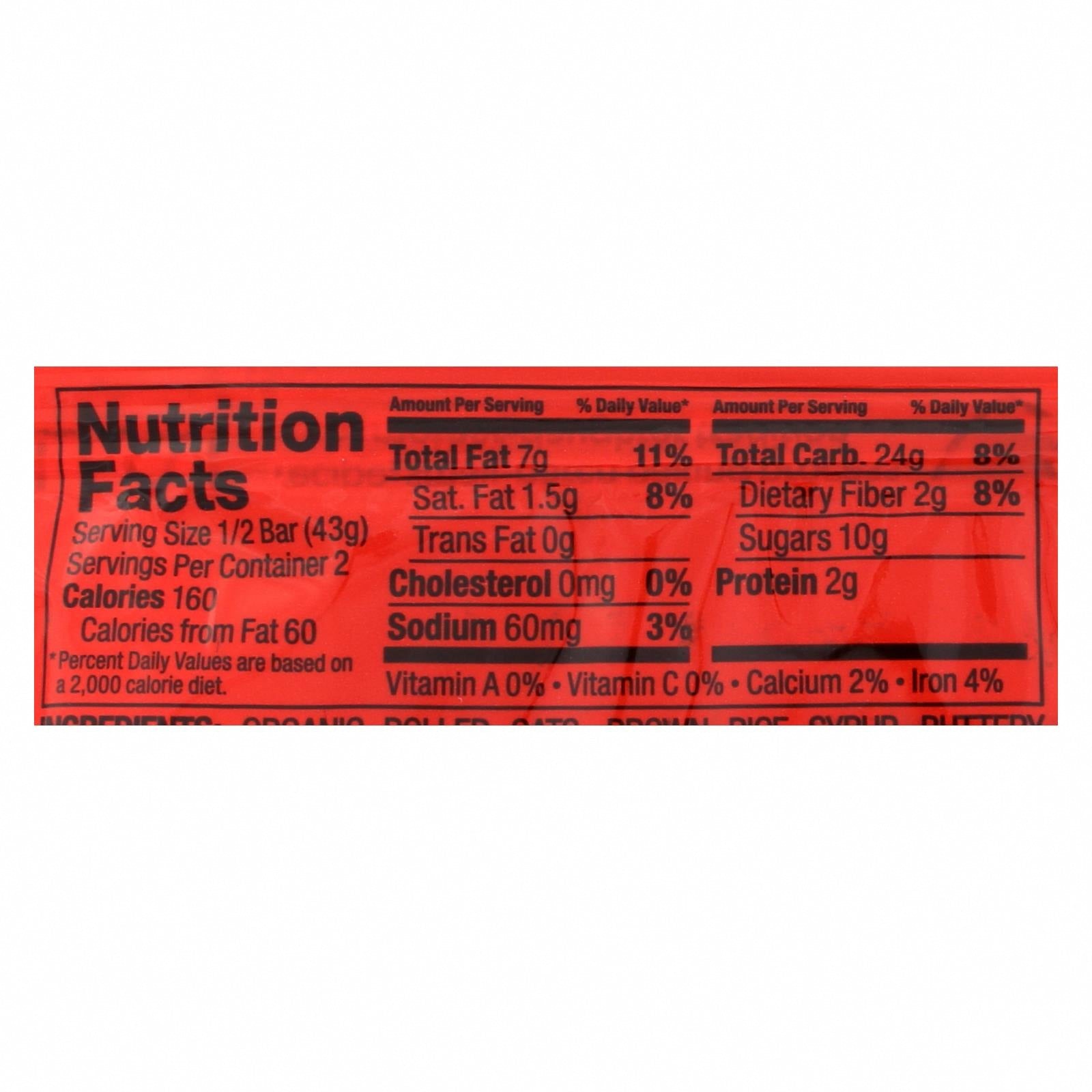 Bobo's Oat Bars - All Natural - Cranberry Orange - 3 oz Bars - Case of 12 - Nutrition Facts