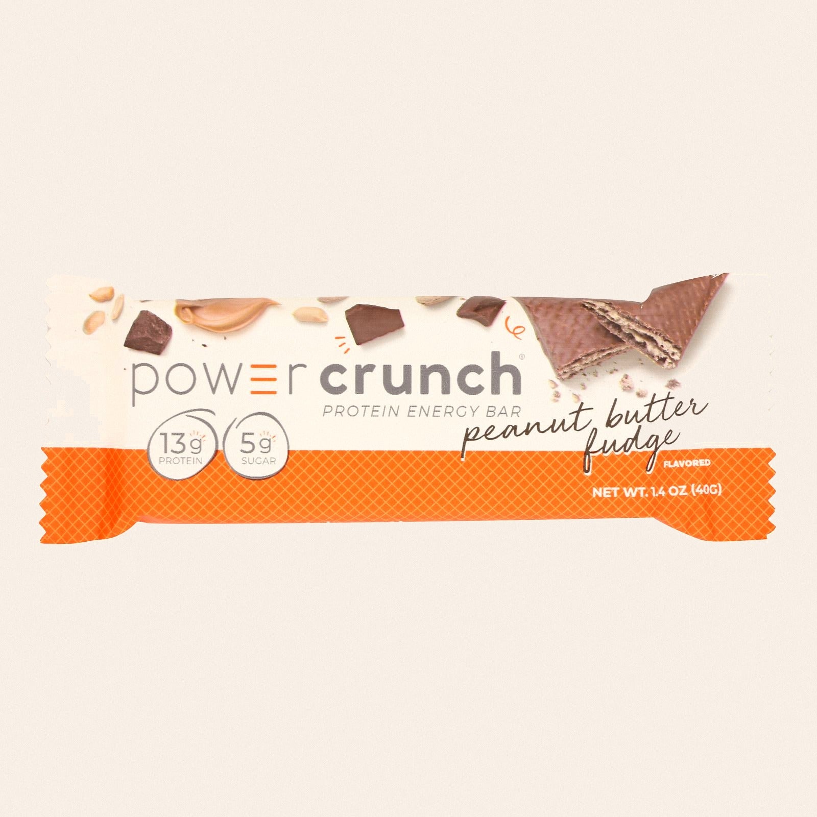 Power Crunch Bar - Peanut Butter Fudge - Case of 12 - 1.4 oz - Front