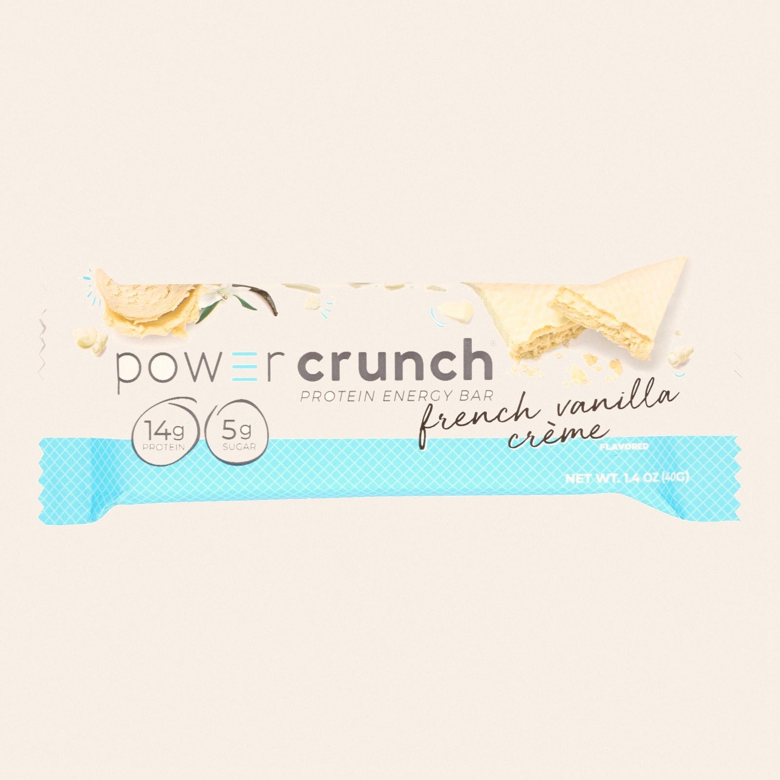 Power Crunch Bar - French Vanilla Cream - Case of 12 - 1.4 oz - Front