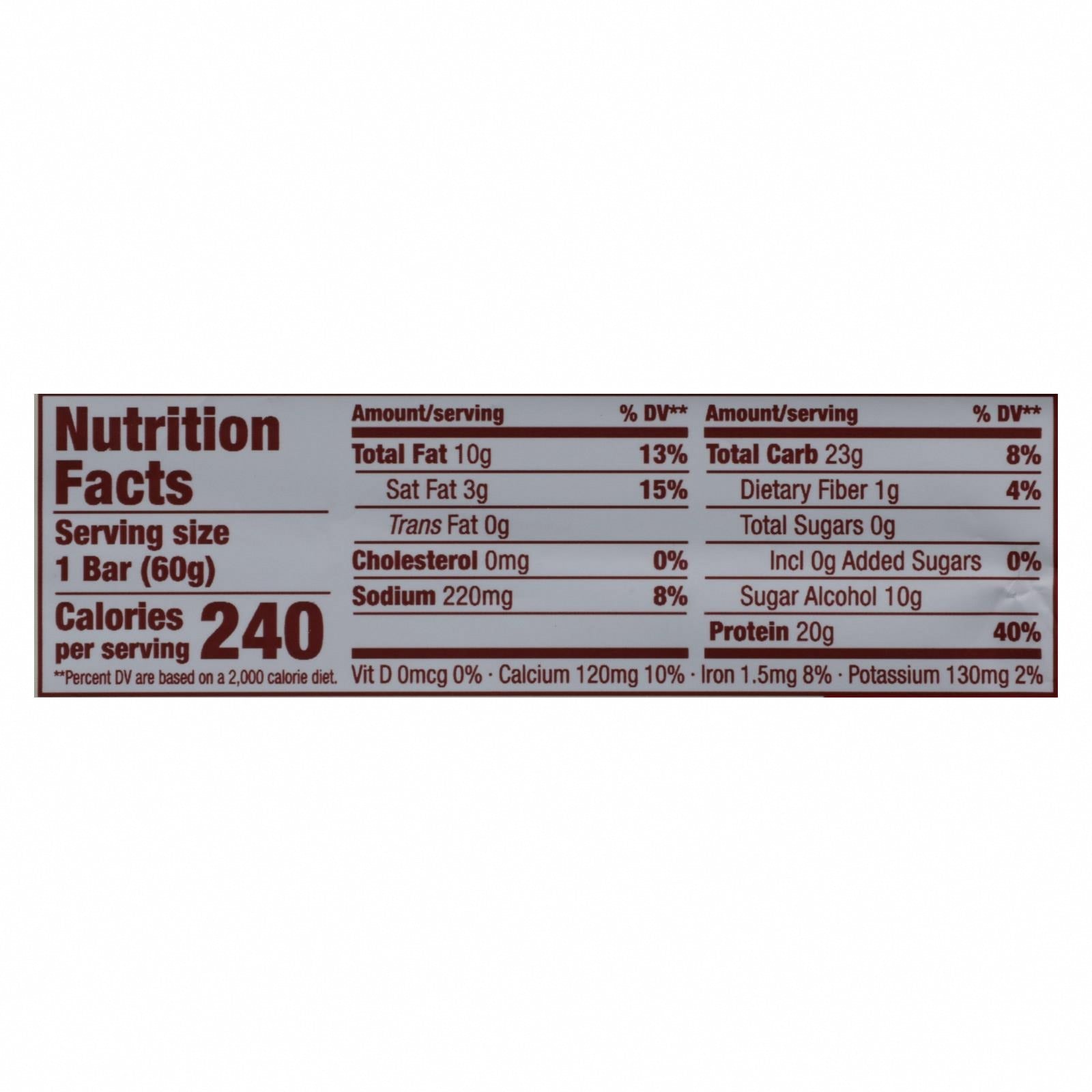 Think Products Thin Bar - Chunky Peanut Butter - Case of 10 - 2.1 oz - Nutrition Facts