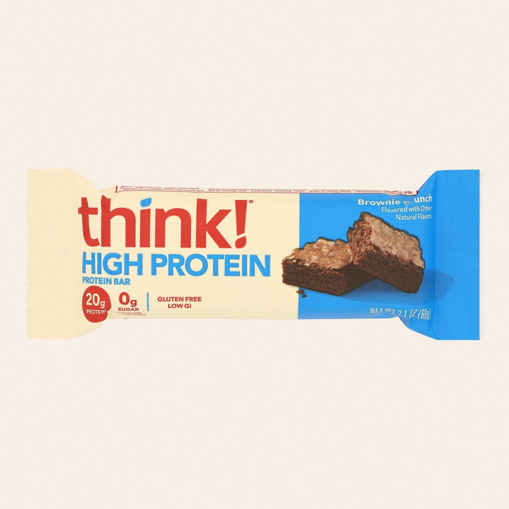 Think Products Thin Bar - Brownie Crunch - Case of 10 - 2.1 oz - Front