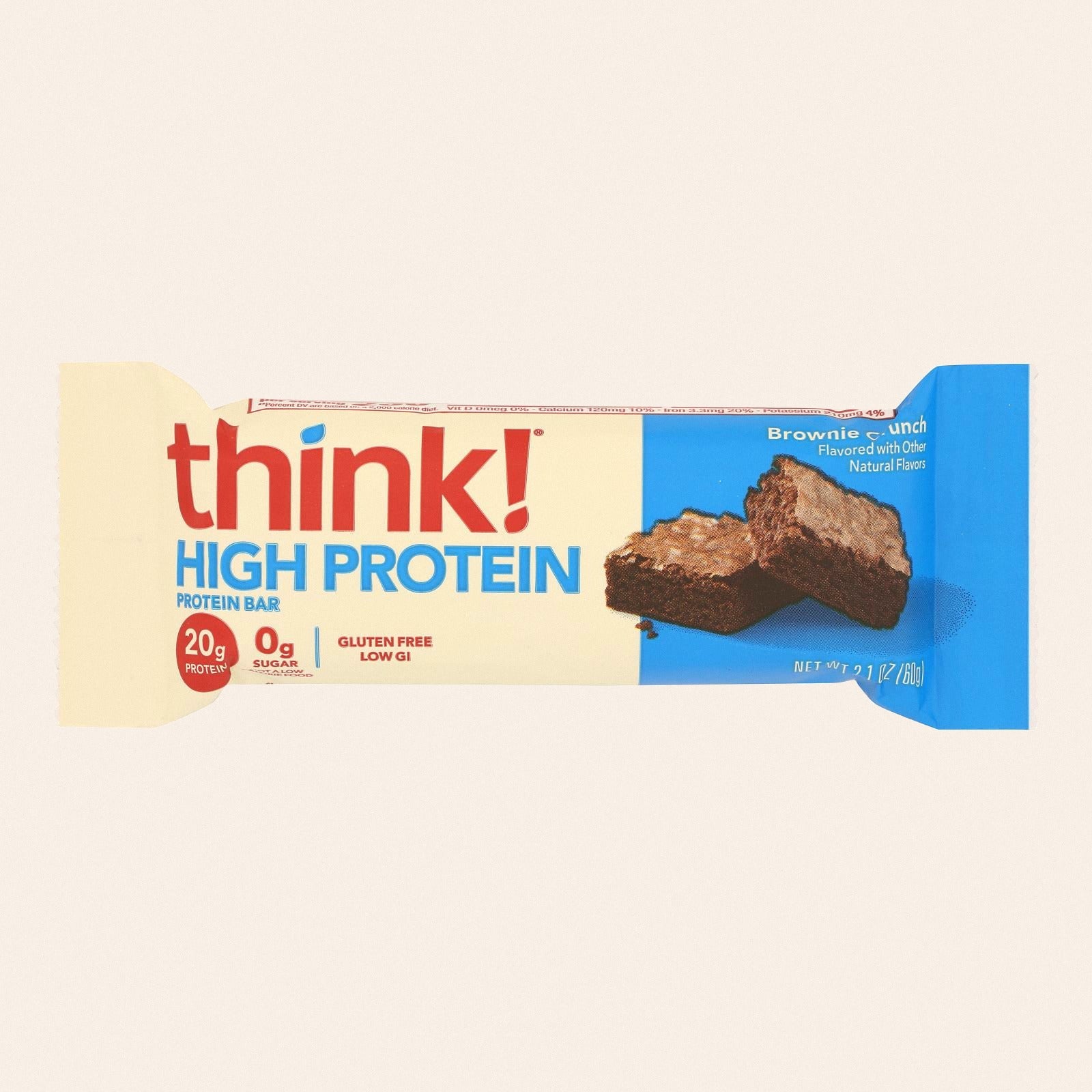 Think Products Thin Bar - Brownie Crunch - Case of 10 - 2.1 oz - Front