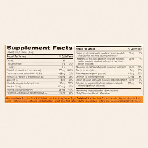 Alacer - Emergen-C Vitamin C Fizzy Drink Mix Pink Lemonade - 1000 mg - 30 Packets - Back