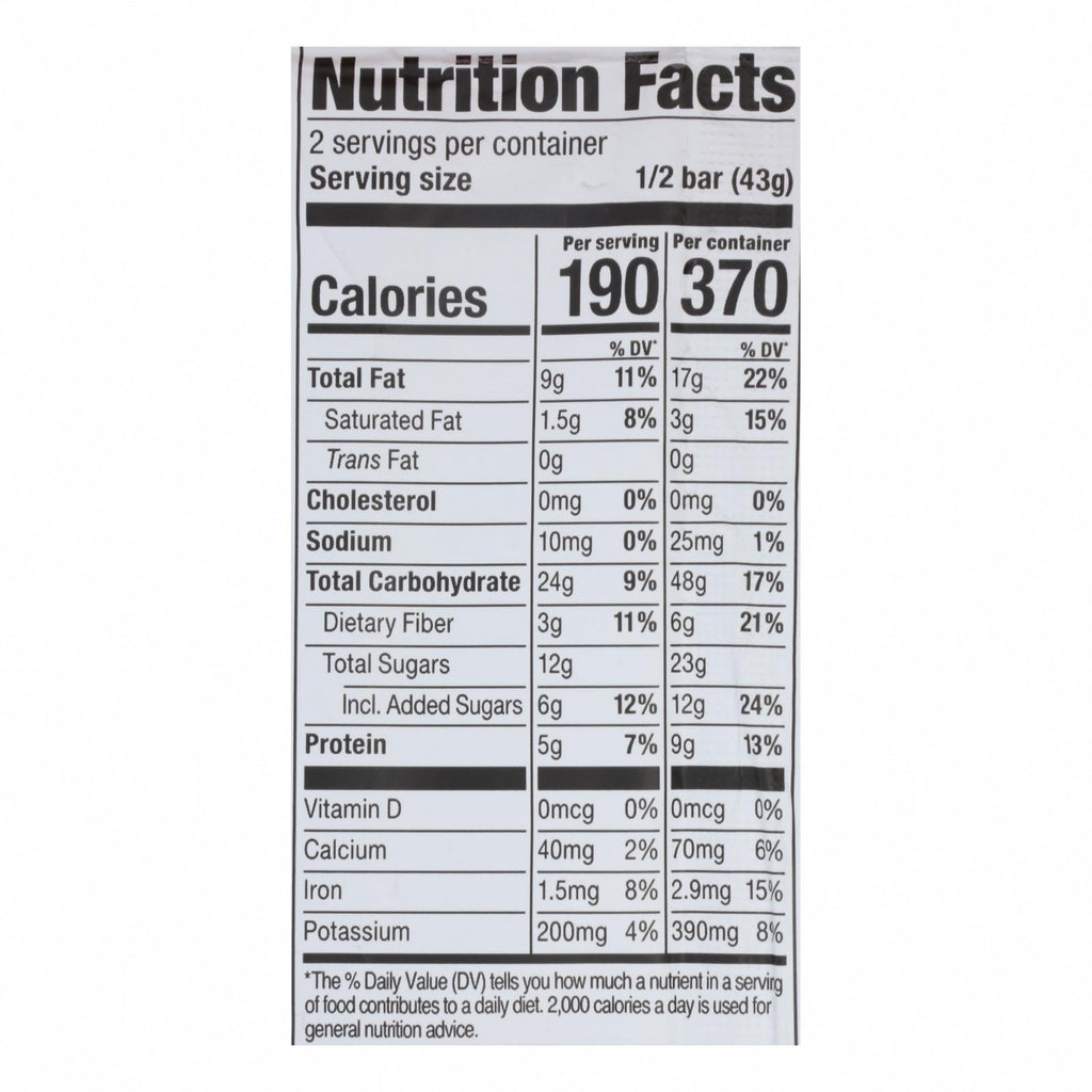 Probar Organic Arts Original Blend Bar - Case of 12 - 3 oz - Nutrition Facts