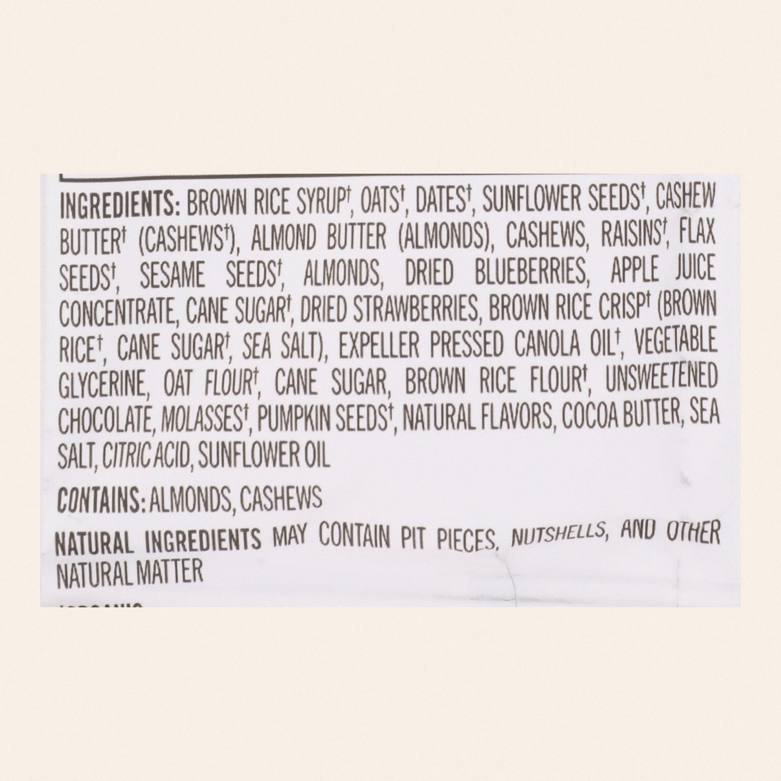 Probar Organic Whole Berry Blast Bar - Case of 12 - 3 oz - Back