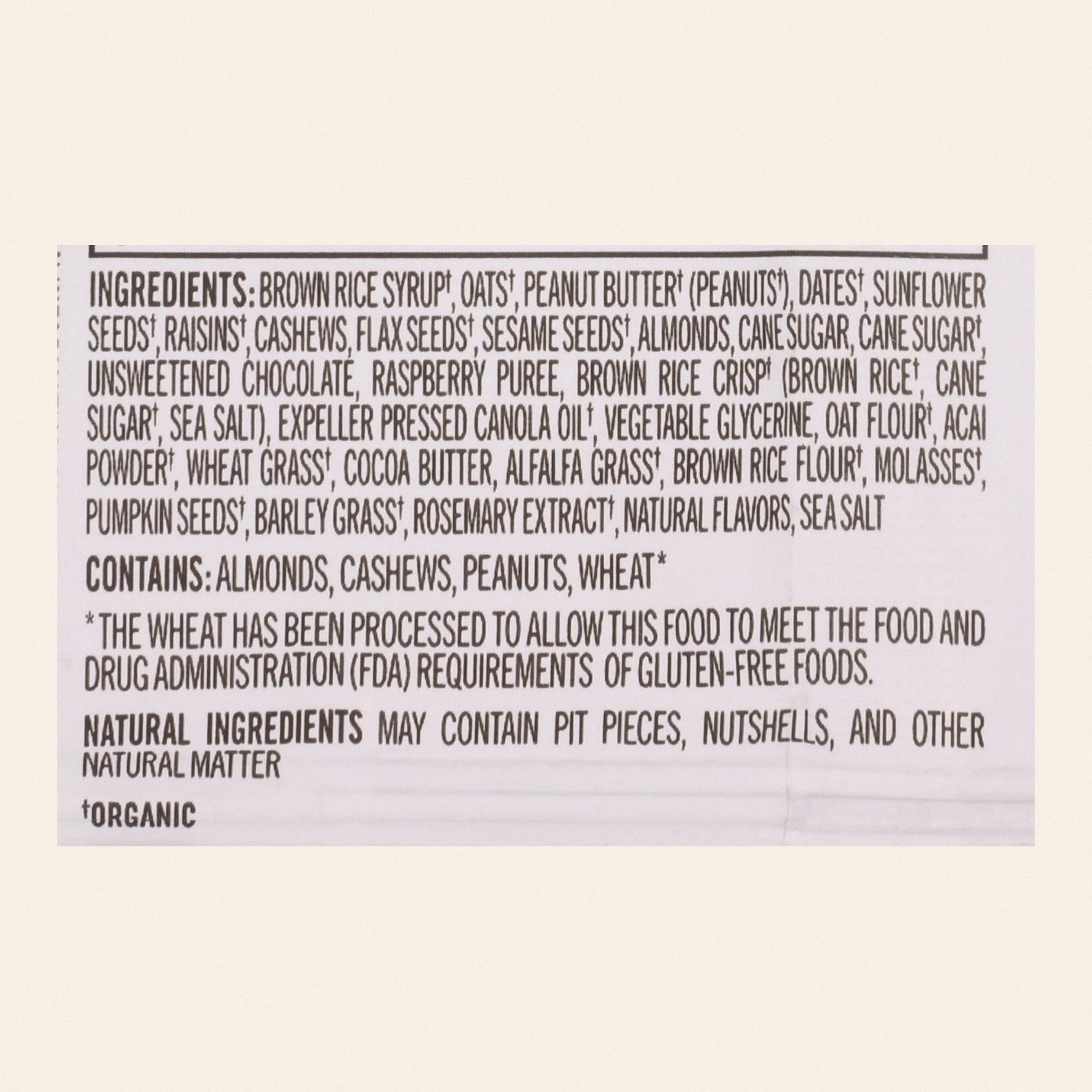 Probar Organic Superfood Slam Bar - Case of 12 - 3 oz - Back