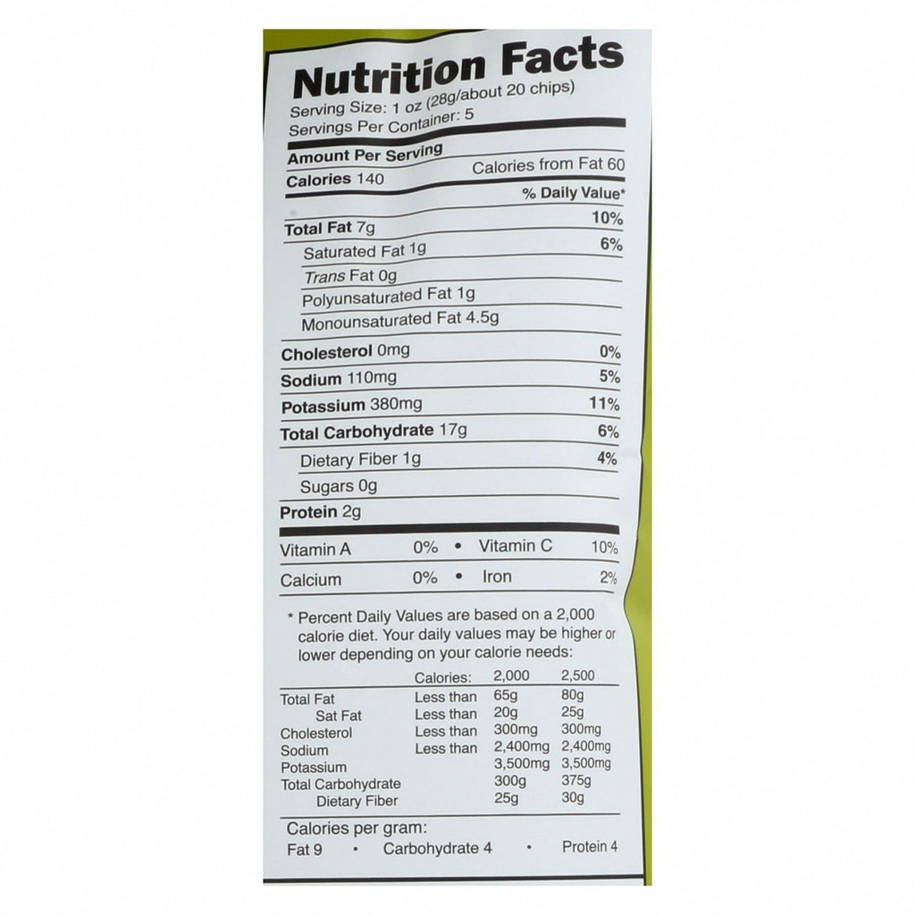 Good Health Kettle Chips - Avocado Oil Lime Ranch - Case of 12 - 5 oz. - Nutrition Facts