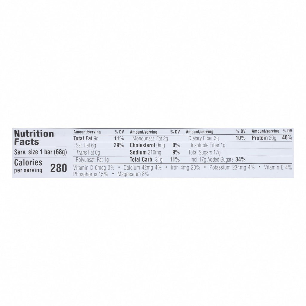 Clif Bar Builder Bar - Chocolate - Case of 12 - 2.4 oz - Nutrition Facts