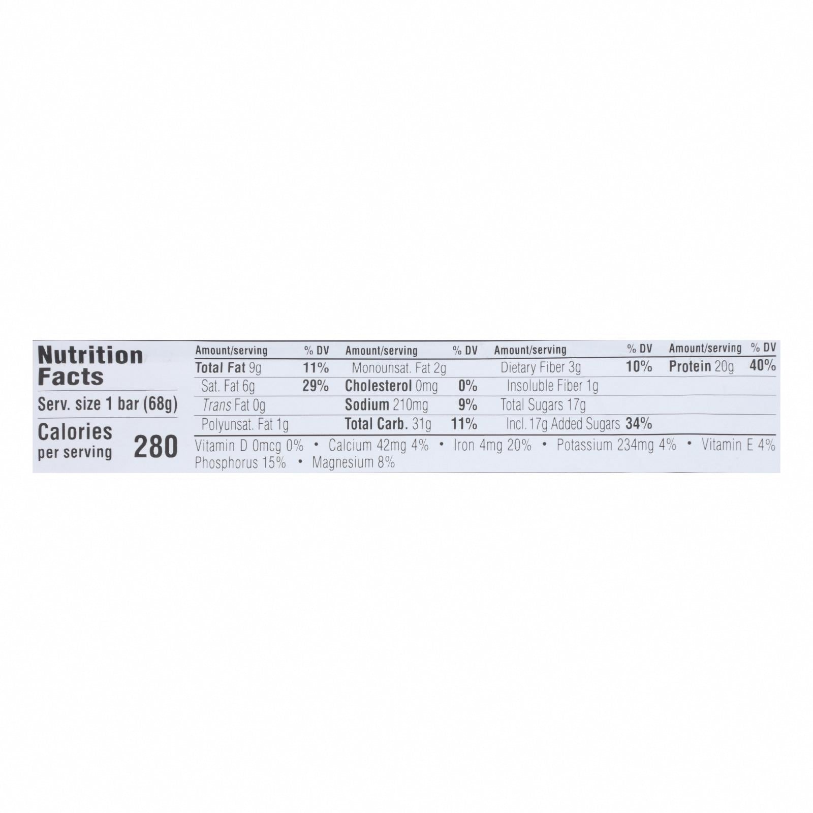 Clif Bar Builder Bar - Chocolate - Case of 12 - 2.4 oz - Nutrition Facts