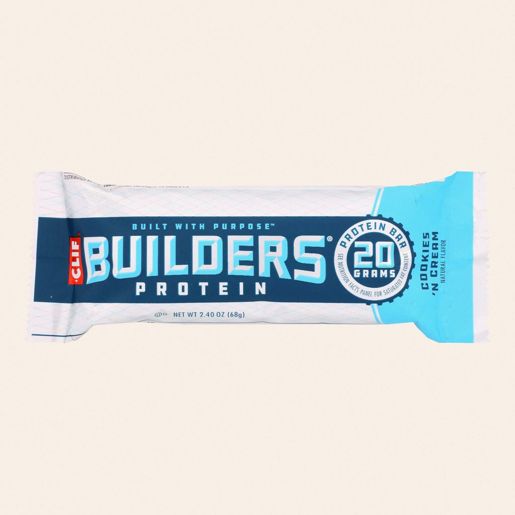 Clif Bar Builder Bar - Cookies and Cream - Case of 12 - 2.4 oz - Front