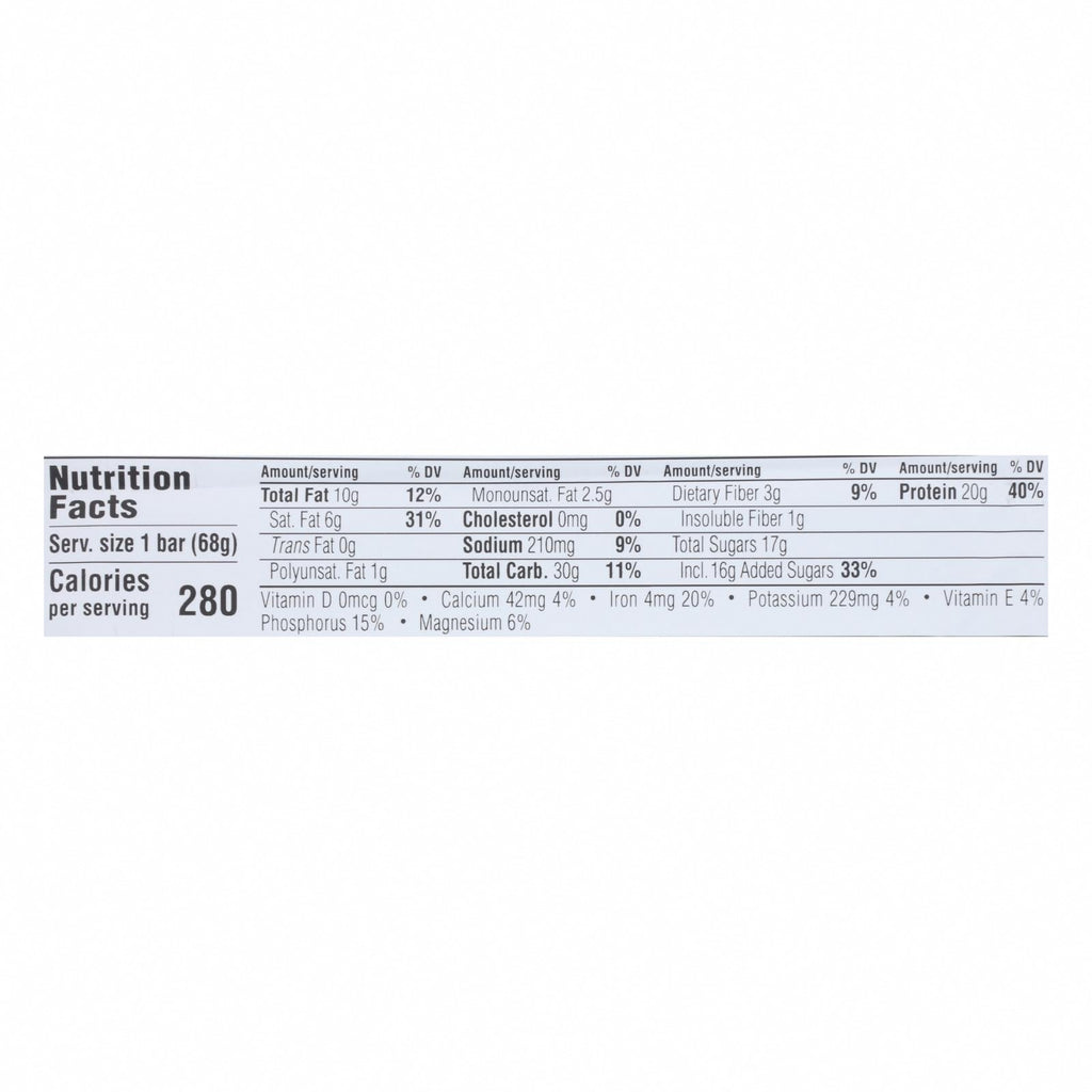 Clif Bar Builder Bar - Cookies and Cream - Case of 12 - 2.4 oz - Nutrition Facts