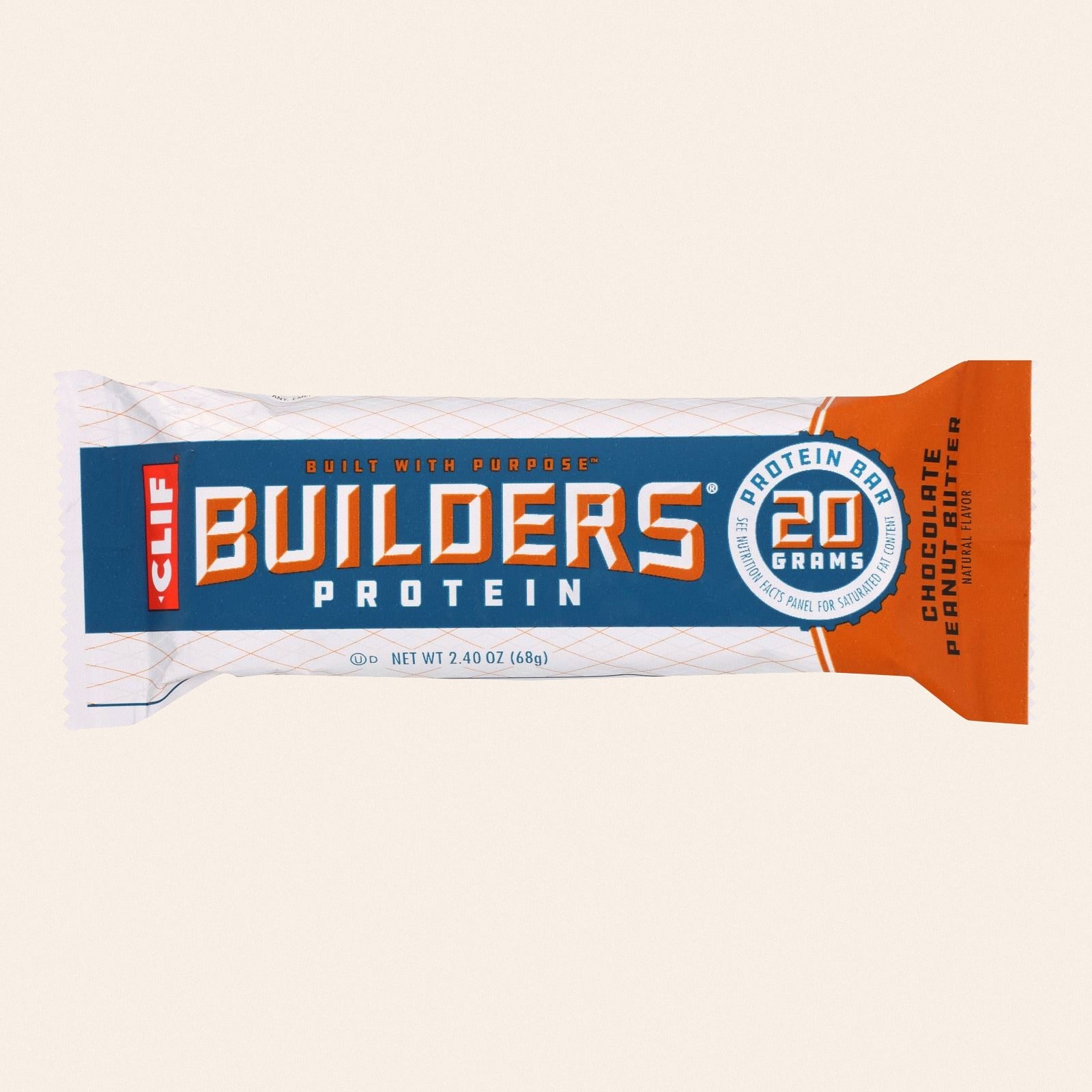 Clif Bar Builder Bar - Chocolate Peanut Butter - Case of 12 - 2.4 oz - Front