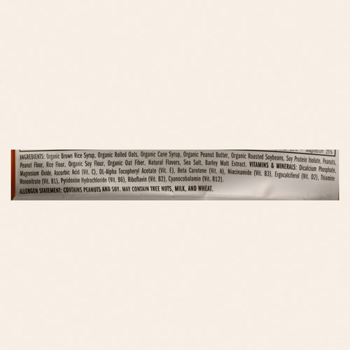 Clif Bar - Organic Crunch Peanut Butter - Case of 12 - 2.4 oz - Back
