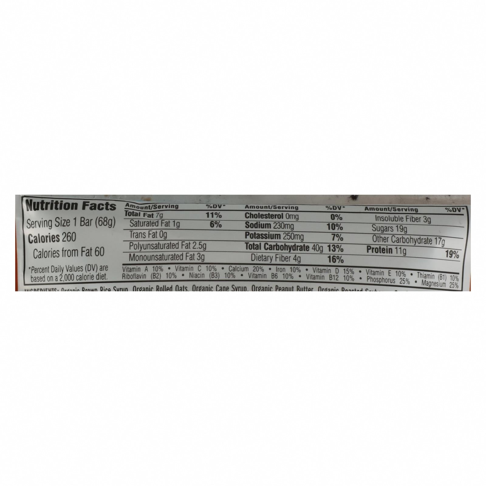 Clif Bar - Organic Crunch Peanut Butter - Case of 12 - 2.4 oz - Nutrition Facts