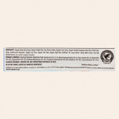 Clif Bar - Organic Chocolate Chip - Case of 12 - 2.4 oz - Back