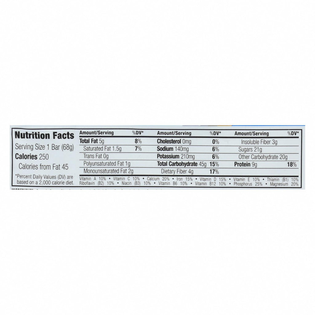 Clif Bar - Organic Chocolate Chip - Case of 12 - 2.4 oz - Nutrition Facts