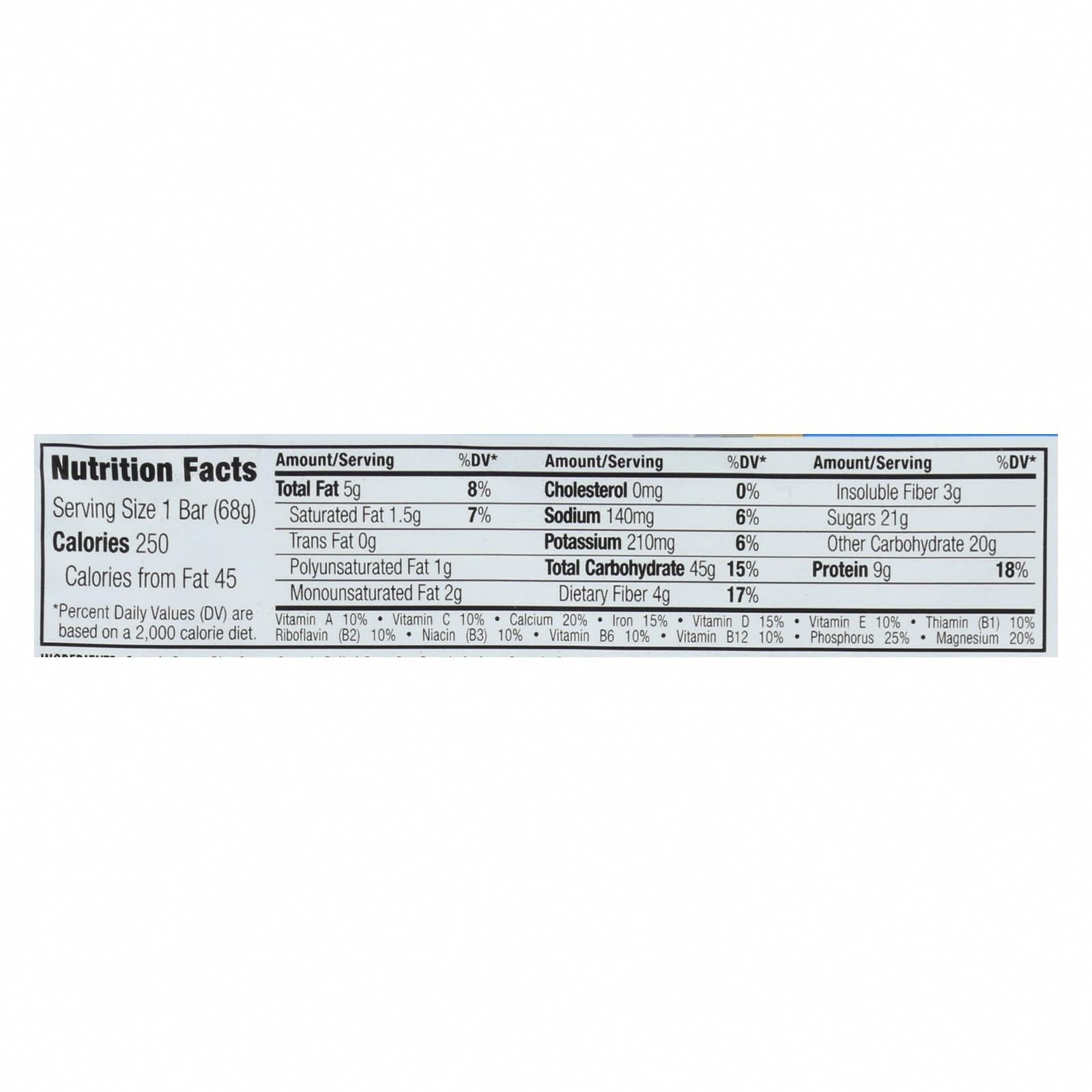 Clif Bar - Organic Chocolate Chip - Case of 12 - 2.4 oz - Nutrition Facts