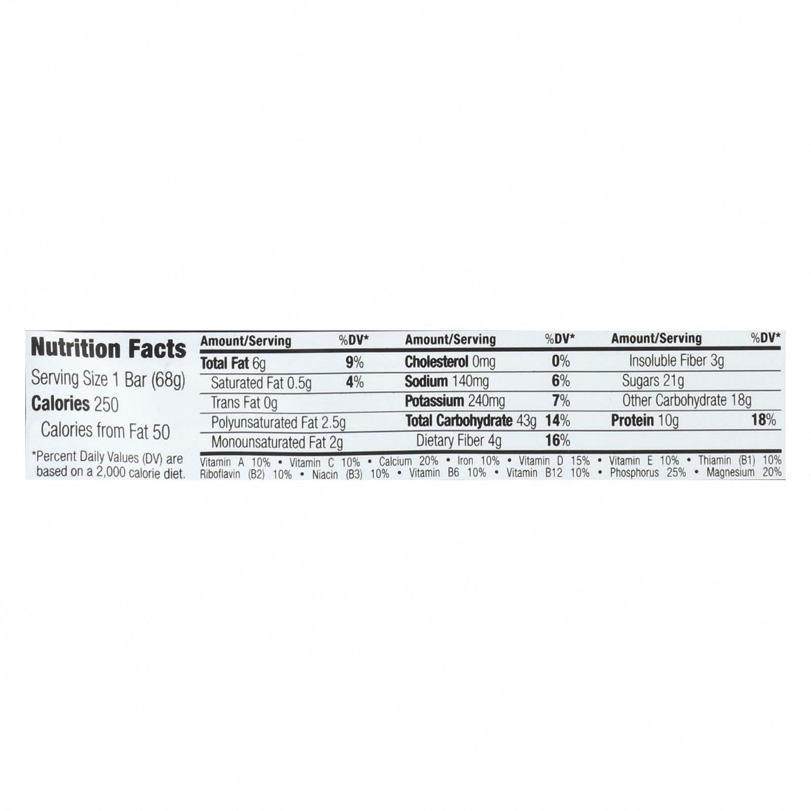 Clif Bar - Organic Oat Raisin Walnut - Case of 12 - 2.4 oz - Nutrition Facts
