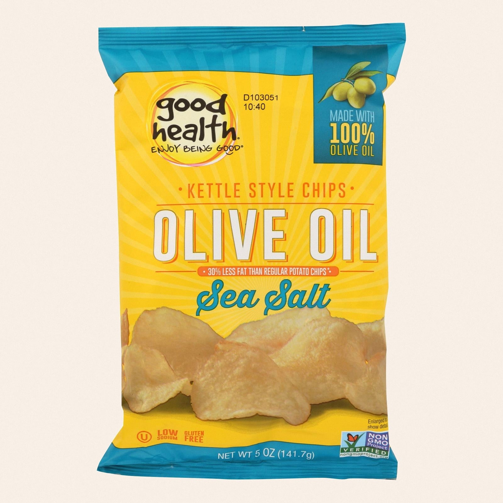 Good Health Kettle Chips - Sea Salt - Case of 12 - 5 oz. - Front