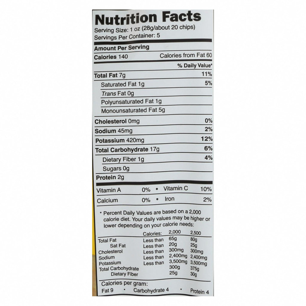 Good Health Kettle Chips - Sea Salt - Case of 12 - 5 oz. - Nutrition Facts