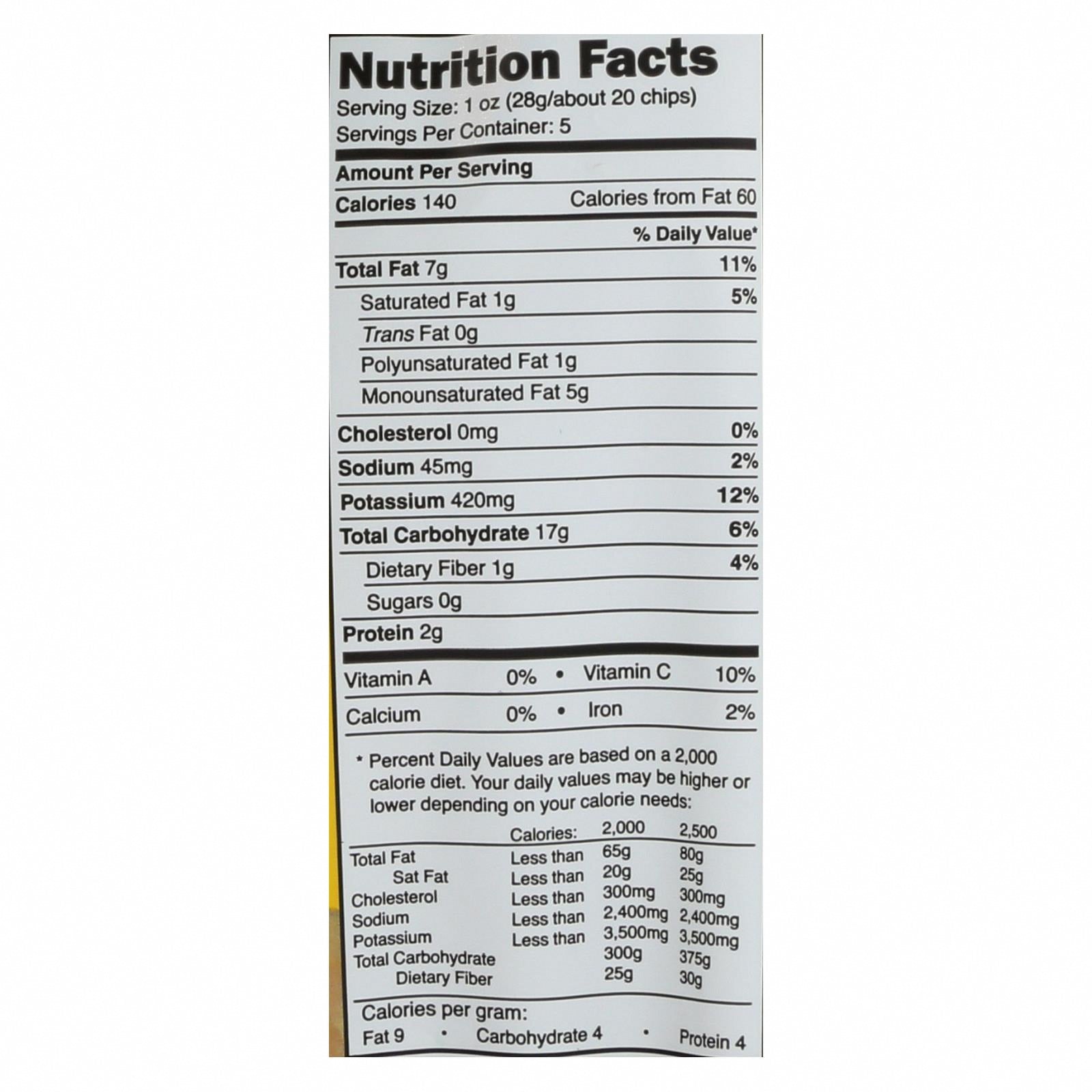 Good Health Kettle Chips - Sea Salt - Case of 12 - 5 oz. - Nutrition Facts