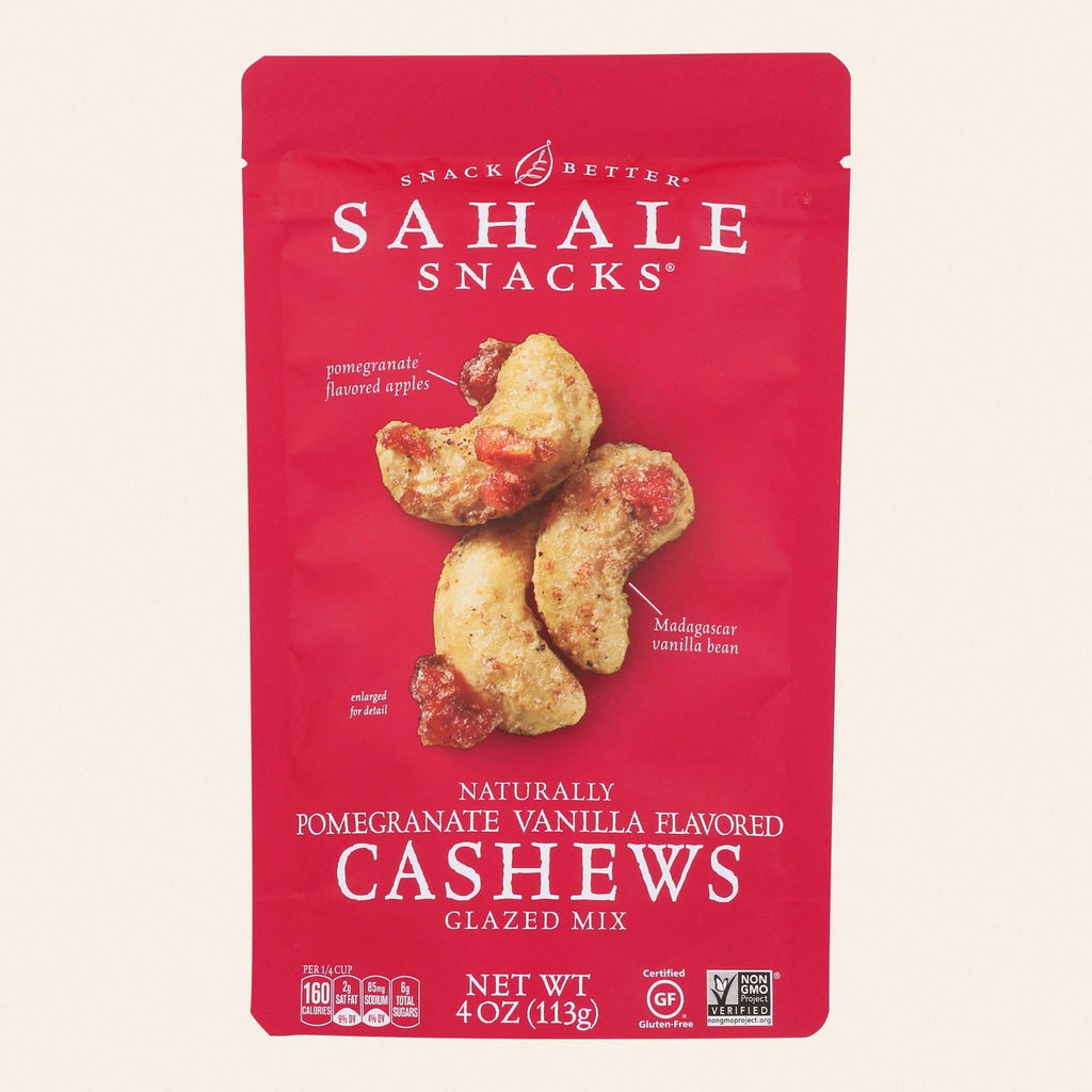 Sahale Snacks Cashews Glazed Nuts - Pomegranate and Vanilla - Case of 6 - 4 oz. - Front