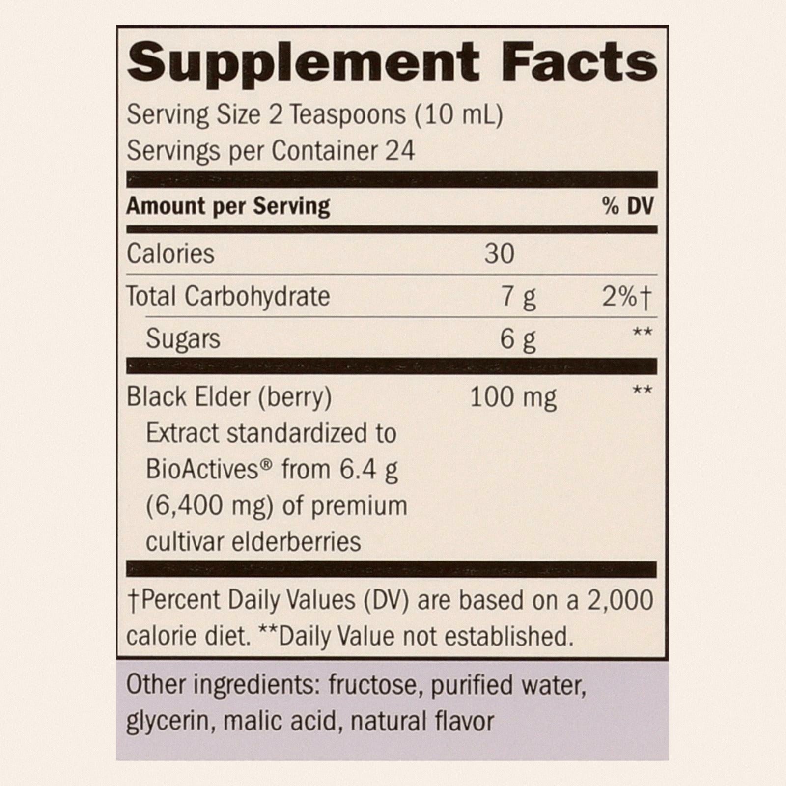 Nature's Way - Sambucus Original Syrup - 8 fl oz - Back