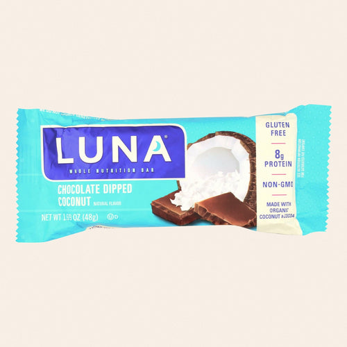 Clif Bar Luna Bar - Organic Chocolate Dipped Coconut - Case of 15 - 1.69 oz - Front
