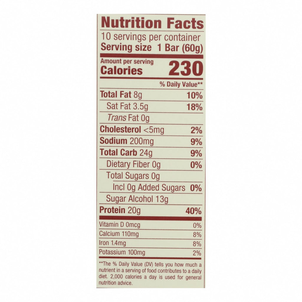 Think Products Thin Bar - White Chocolate - Case of 10 - 2.1 oz - Nutrition Facts