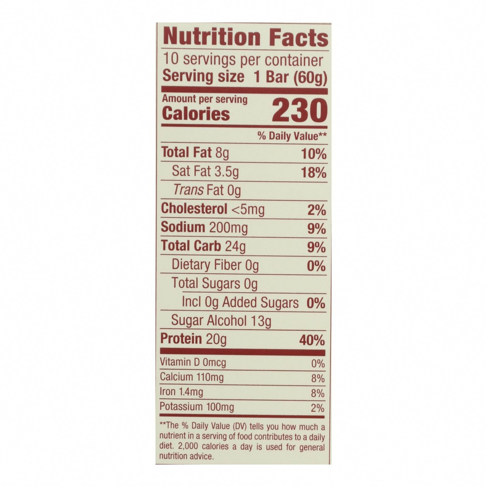 Think Products Thin Bar - White Chocolate - Case of 10 - 2.1 oz - Nutrition Facts
