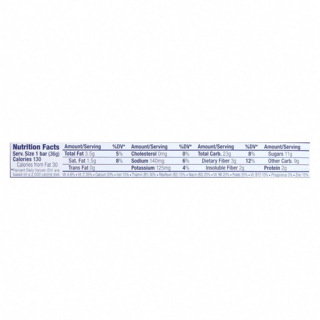 Clif Bar Zbar - Organic Chocolate Brownie - Case of 18 - 1.27 oz - Nutrition Facts
