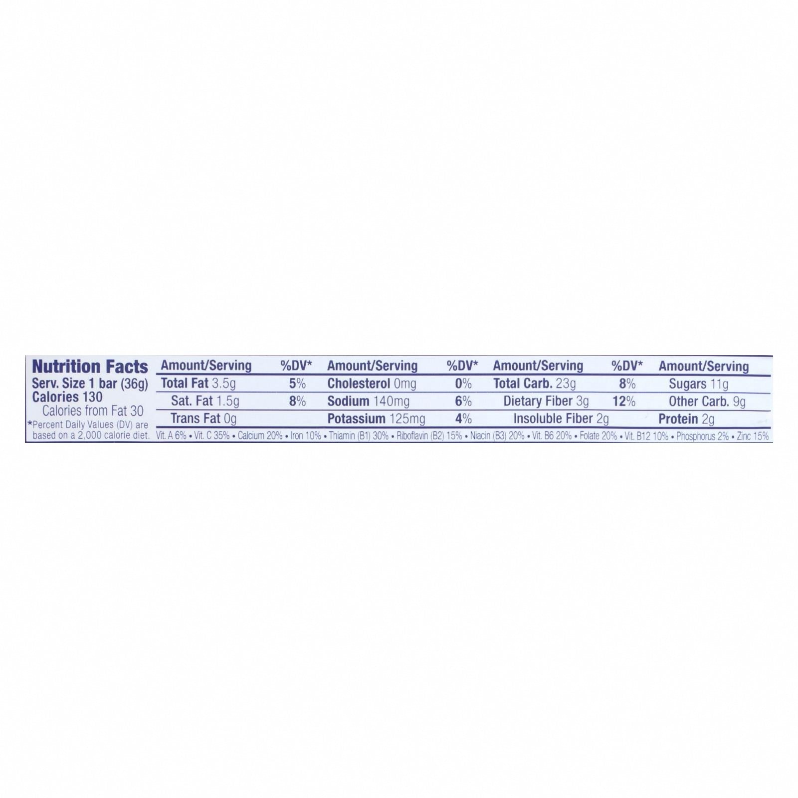 Clif Bar Zbar - Organic Chocolate Brownie - Case of 18 - 1.27 oz - Nutrition Facts