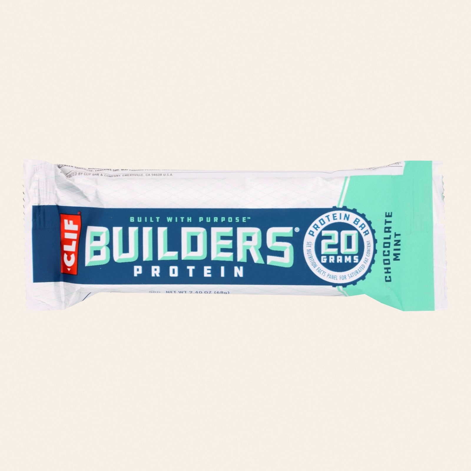 Clif Bar Builder Bar - Chocolate Mint - Case of 12 - 2.4 oz - Front