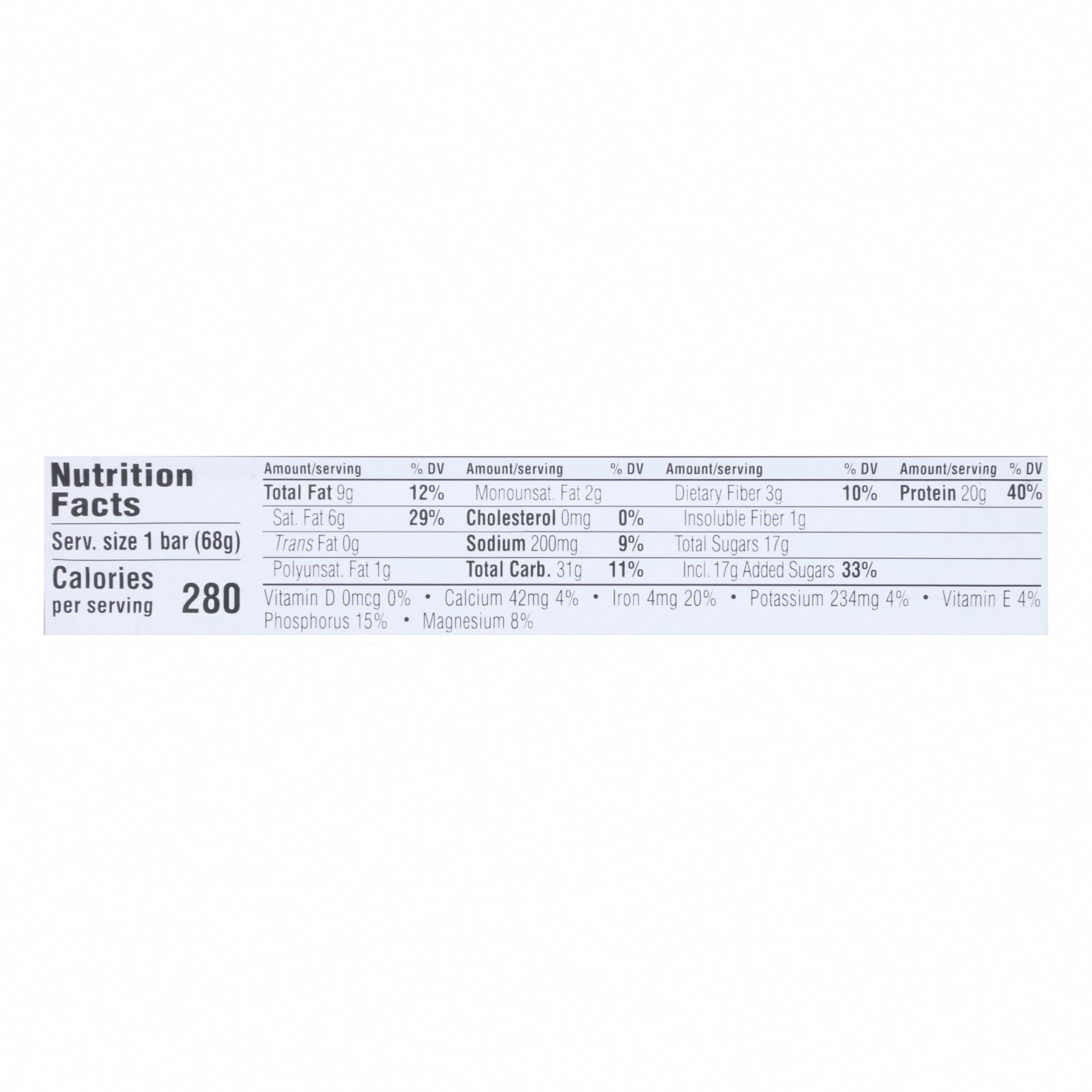 Clif Bar Builder Bar - Chocolate Mint - Case of 12 - 2.4 oz - Nutrition Facts