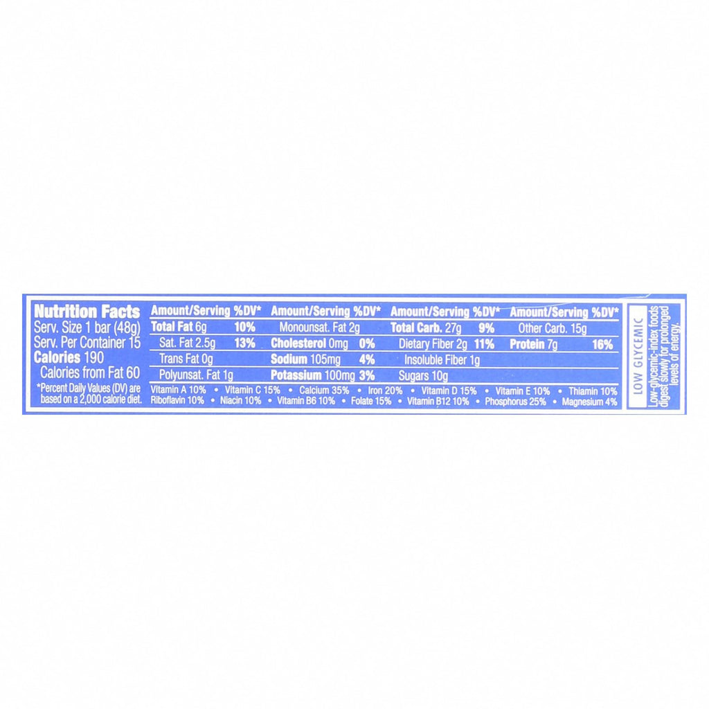 Clif Bar Luna Bar - Organic Blueberry Bliss - Case of 15 - 1.69 oz - Nutrition Facts