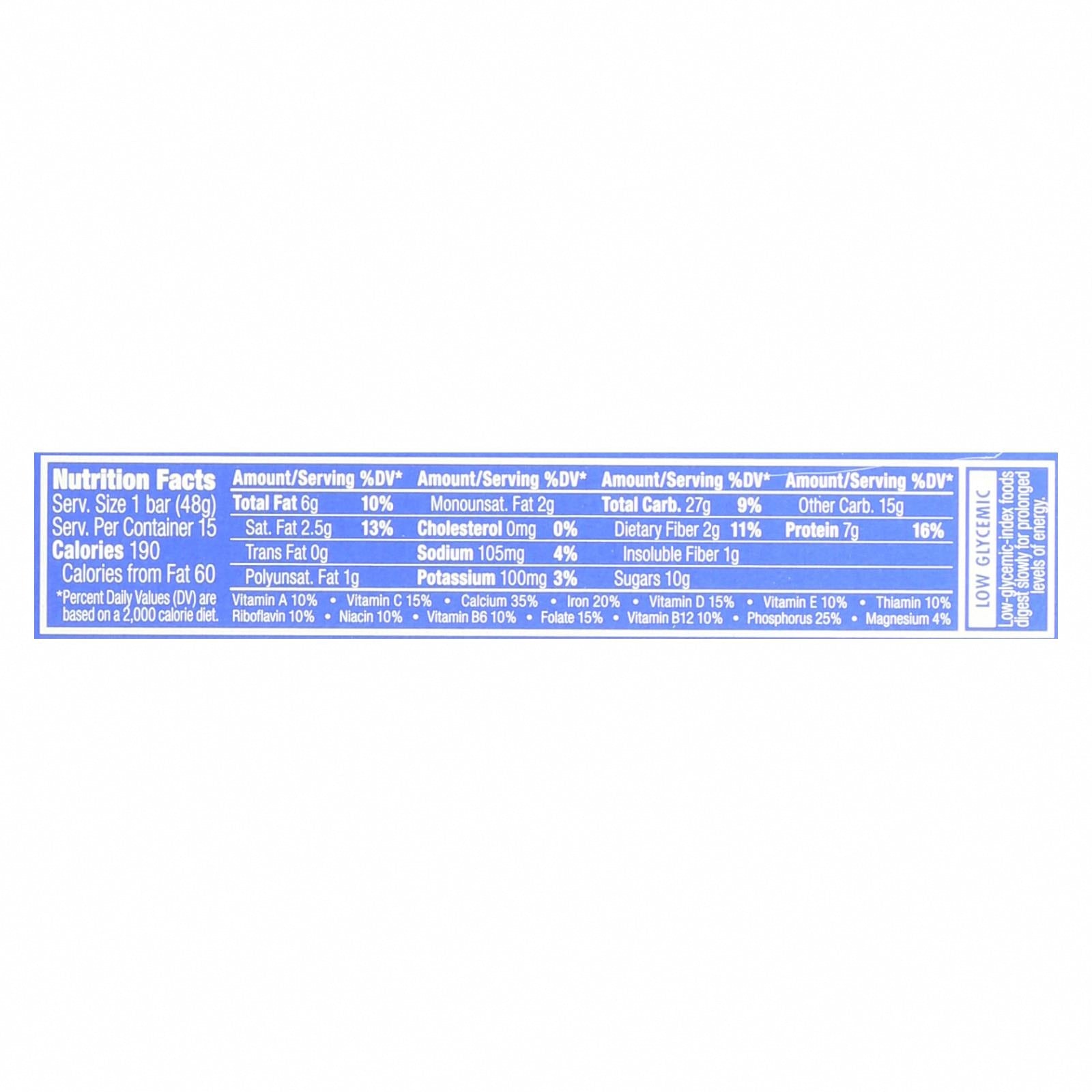 Clif Bar Luna Bar - Organic Blueberry Bliss - Case of 15 - 1.69 oz - Nutrition Facts