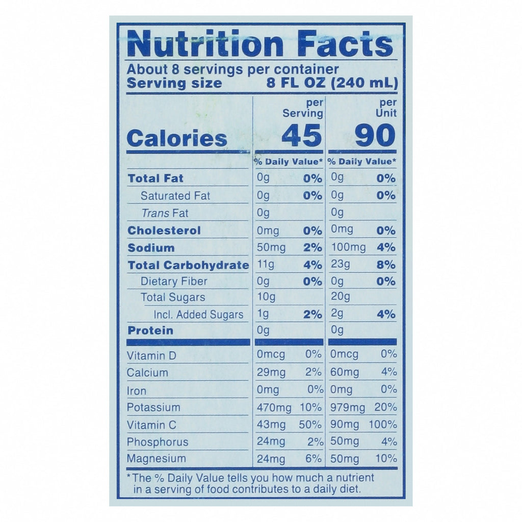 Vita Coco Coconut Water - Pure - Case of 12 - 500 ml - Nutrition Facts