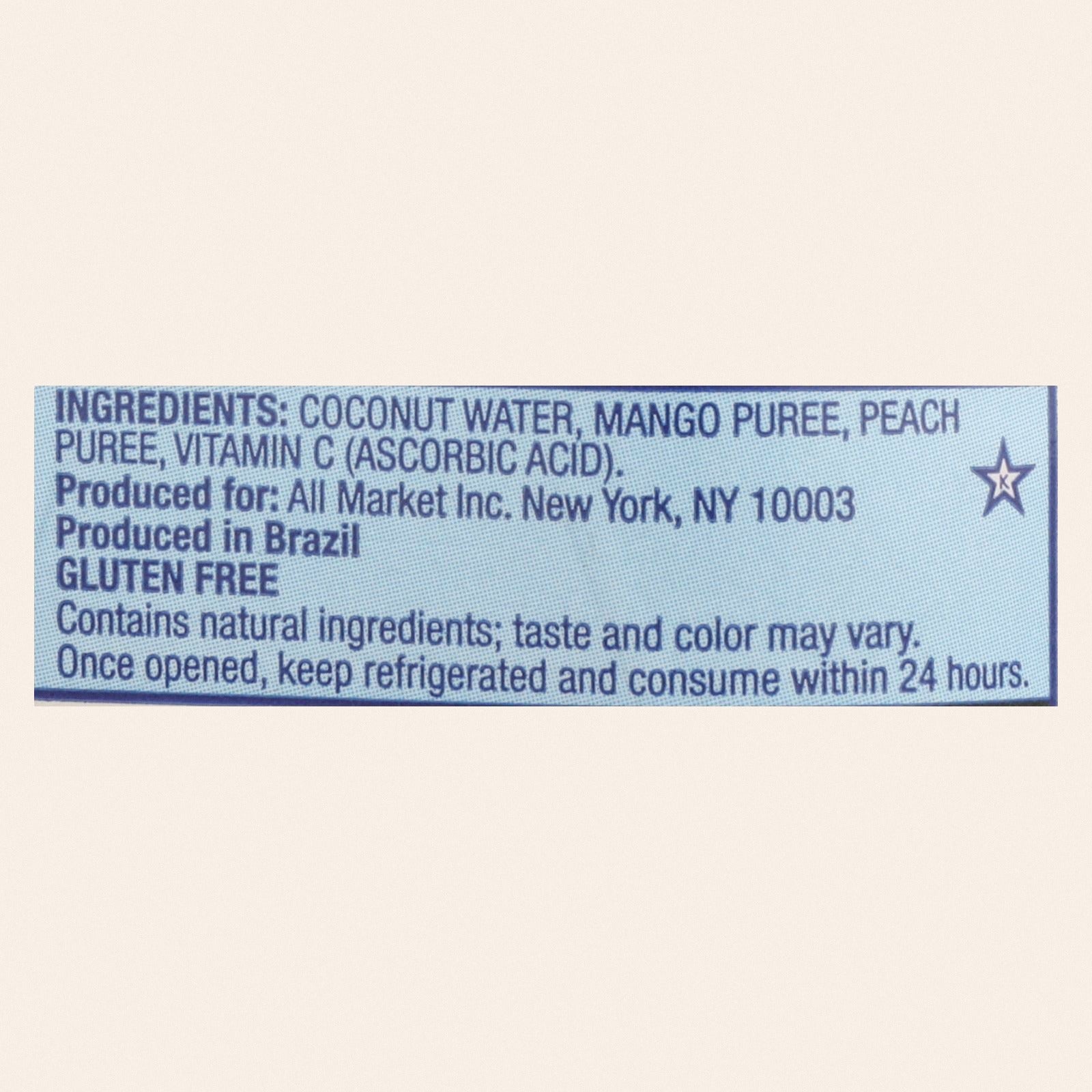 Vita Coco Coconut Water - Peach and Mango - Case of 12 - 500 ml - Back